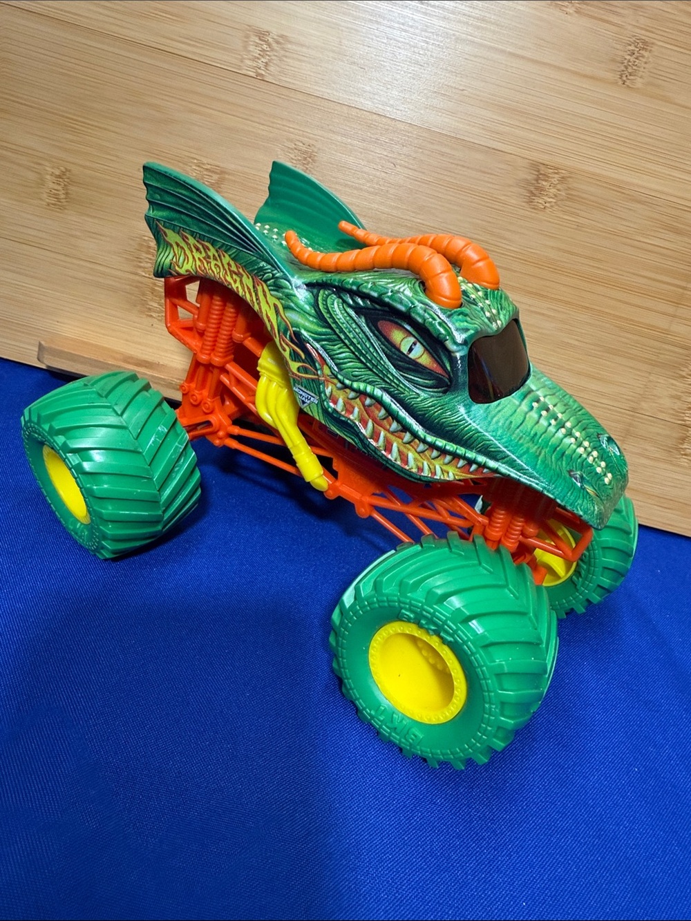 Green Dragon Monster Truck Toy with Bright Yellow Wheels